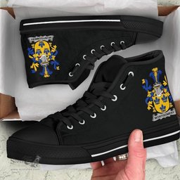 Irish Montgomery Coat of Arms Family Crest Ireland High Top Shoes (Women's/Men's) Black/ White Irish Shoes