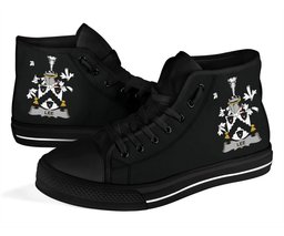Irish Lee or O'Lee Coat of Arms Family Crest Ireland High Top Shoes (Women's/Men's) Black/ White Irish Shoes