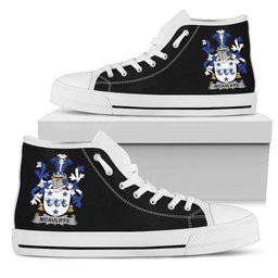Irish McAuliffe Coat of Arms Family Crest Ireland High Top Shoes (Women's/Men's) Black/ White Irish Shoes
