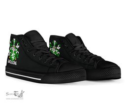 Irish Heaton Coat of Arms Family Crest Ireland High Top Shoes (Women's/Men's) Black/ White Irish Shoes