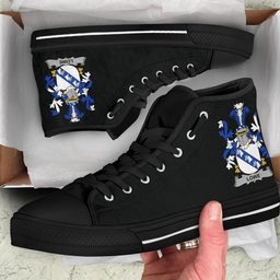 Irish Lowe Coat of Arms Family Crest Ireland High Top Shoes (Women's/Men's) Black/ White Irish Shoes