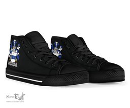 Irish Harforth Coat of Arms Family Crest Ireland High Top Shoes (Women's/Men's) Black/ White Irish Shoes