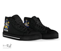 Irish Lynch Coat of Arms Family Crest Ireland High Top Shoes (Women's/Men's) Black/ White Irish Shoes