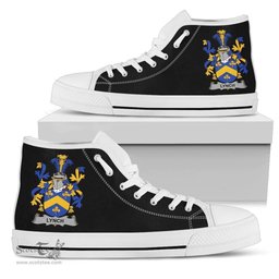 Irish Lynch Coat of Arms Family Crest Ireland High Top Shoes (Women's/Men's) Black/ White Irish Shoes