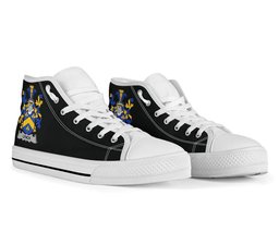 Irish Lynch Coat of Arms Family Crest Ireland High Top Shoes (Women's/Men's) Black/ White Irish Shoes