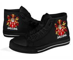 Irish Kyan or O'Kyan Coat of Arms Family Crest Ireland High Top Shoes (Women's/Men's) Black/ White Irish Shoes