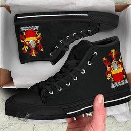 Irish McCarron Coat of Arms Family Crest Ireland High Top Shoes (Women's/Men's) Black/ White Irish Shoes