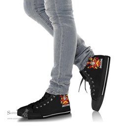 Irish Knight Coat of Arms Family Crest Ireland High Top Shoes (Women's/Men's) Black/ White Irish Shoes