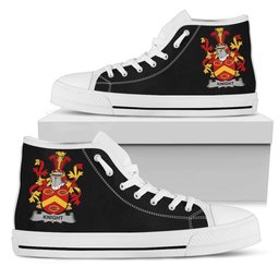 Irish Knight Coat of Arms Family Crest Ireland High Top Shoes (Women's/Men's) Black/ White Irish Shoes