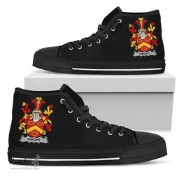 Irish Knight Coat of Arms Family Crest Ireland High Top Shoes (Women's/Men's) Black/ White Irish Shoes