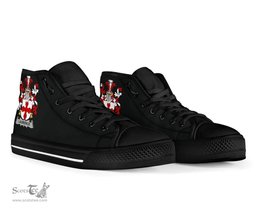 Irish Laurence Coat of Arms Family Crest Ireland High Top Shoes (Women's/Men's) Black/ White Irish Shoes