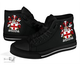 Irish Laurence Coat of Arms Family Crest Ireland High Top Shoes (Women's/Men's) Black/ White Irish Shoes