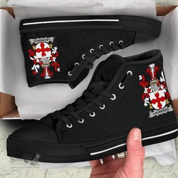 Irish Laurence Coat of Arms Family Crest Ireland High Top Shoes (Women's/Men's) Black/ White Irish Shoes