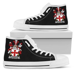Irish Laurence Coat of Arms Family Crest Ireland High Top Shoes (Women's/Men's) Black/ White Irish Shoes