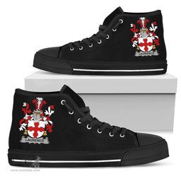 Irish Laurence Coat of Arms Family Crest Ireland High Top Shoes (Women's/Men's) Black/ White Irish Shoes