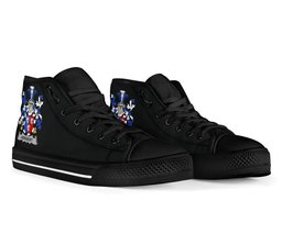Irish Herbert Coat of Arms Family Crest Ireland High Top Shoes (Women's/Men's) Black/ White Irish Shoes