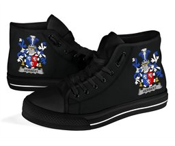 Irish Herbert Coat of Arms Family Crest Ireland High Top Shoes (Women's/Men's) Black/ White Irish Shoes