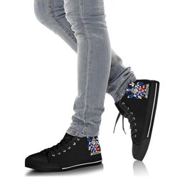 Irish Herbert Coat of Arms Family Crest Ireland High Top Shoes (Women's/Men's) Black/ White Irish Shoes