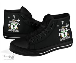 Irish Killeen or O'Killeen Coat of Arms Family Crest Ireland High Top Shoes (Women's/Men's) Black/ White Irish Shoes