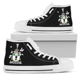 Irish Killeen or O'Killeen Coat of Arms Family Crest Ireland High Top Shoes (Women's/Men's) Black/ White Irish Shoes