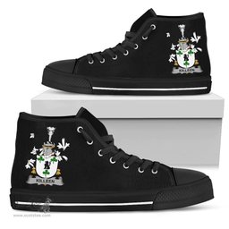 Irish Killeen or O'Killeen Coat of Arms Family Crest Ireland High Top Shoes (Women's/Men's) Black/ White Irish Shoes