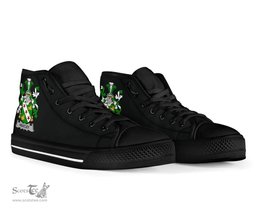 Irish Heatley Coat of Arms Family Crest Ireland High Top Shoes (Women's/Men's) Black/ White Irish Shoes