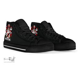 Irish Hyland or O'Hyland Coat of Arms Family Crest Ireland High Top Shoes (Women's/Men's) Black/ White Irish Shoes