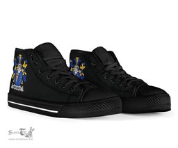 Irish Maloney or O'Molony Coat of Arms Family Crest Ireland High Top Shoes (Women's/Men's) Black/ White Irish Shoes