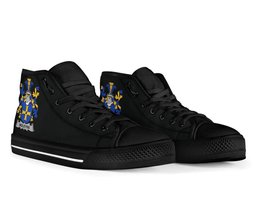 Irish Moleyns Coat of Arms Family Crest Ireland High Top Shoes (Women's/Men's) Black/ White Irish Shoes