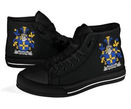 Irish Moleyns Coat of Arms Family Crest Ireland High Top Shoes (Women's/Men's) Black/ White Irish Shoes