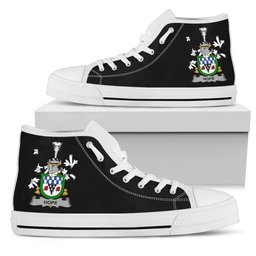 Irish Hope Coat of Arms Family Crest Ireland High Top Shoes (Women's/Men's) Black/ White Irish Shoes