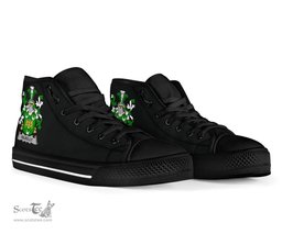 Irish Kilkelly or Killikelly Coat of Arms Family Crest Ireland High Top Shoes (Women's/Men's) Black/ White Irish Shoes