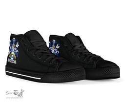 Irish Lanigan or O'Lenigan Coat of Arms Family Crest Ireland High Top Shoes (Women's/Men's) Black/ White Irish Shoes