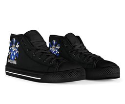 Irish Lillie or MacLilly Coat of Arms Family Crest Ireland High Top Shoes (Women's/Men's) Black/ White Irish Shoes