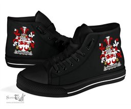 Irish Kavanagh or Cavanagh Coat of Arms Family Crest Ireland High Top Shoes (Women's/Men's) Black/ White Irish Shoes