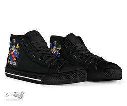 Irish McFadden or McFadyen Coat of Arms Family Crest Ireland High Top Shoes (Women's/Men's) Black/ White Irish Shoes