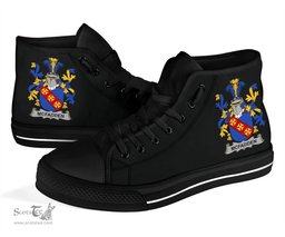 Irish McFadden or McFadyen Coat of Arms Family Crest Ireland High Top Shoes (Women's/Men's) Black/ White Irish Shoes
