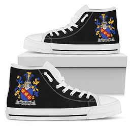 Irish McFadden or McFadyen Coat of Arms Family Crest Ireland High Top Shoes (Women's/Men's) Black/ White Irish Shoes