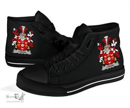 Irish Lydon or Leyden Coat of Arms Family Crest Ireland High Top Shoes (Women's/Men's) Black/ White Irish Shoes