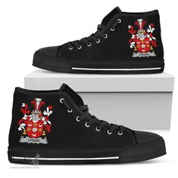 Irish Lydon or Leyden Coat of Arms Family Crest Ireland High Top Shoes (Women's/Men's) Black/ White Irish Shoes