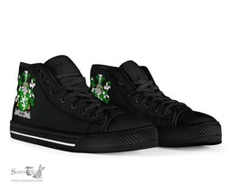 Irish Hume Coat of Arms Family Crest Ireland High Top Shoes (Women's/Men's) Black/ White Irish Shoes
