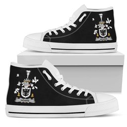 Irish Hoare Coat of Arms Family Crest Ireland High Top Shoes (Women's/Men's) Black/ White Irish Shoes