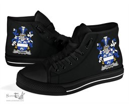 Irish Leman or Lemon Coat of Arms Family Crest Ireland High Top Shoes (Women's/Men's) Black/ White Irish Shoes