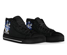 Irish McMurray Coat of Arms Family Crest Ireland High Top Shoes (Women's/Men's) Black/ White Irish Shoes