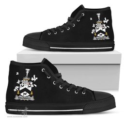 Irish Maunsell Coat of Arms Family Crest Ireland High Top Shoes (Women's/Men's) Black/ White Irish Shoes