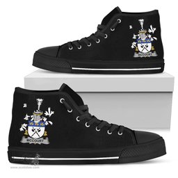 Irish McCourt Coat of Arms Family Crest Ireland High Top Shoes (Women's/Men's) Black/ White Irish Shoes
