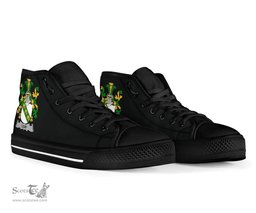 Irish Low Coat of Arms Family Crest Ireland High Top Shoes (Women's/Men's) Black/ White Irish Shoes