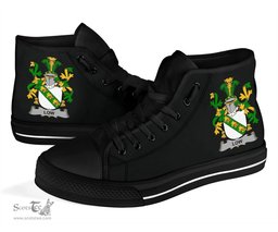 Irish Low Coat of Arms Family Crest Ireland High Top Shoes (Women's/Men's) Black/ White Irish Shoes