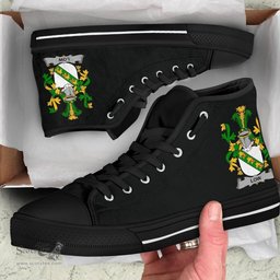 Irish Low Coat of Arms Family Crest Ireland High Top Shoes (Women's/Men's) Black/ White Irish Shoes
