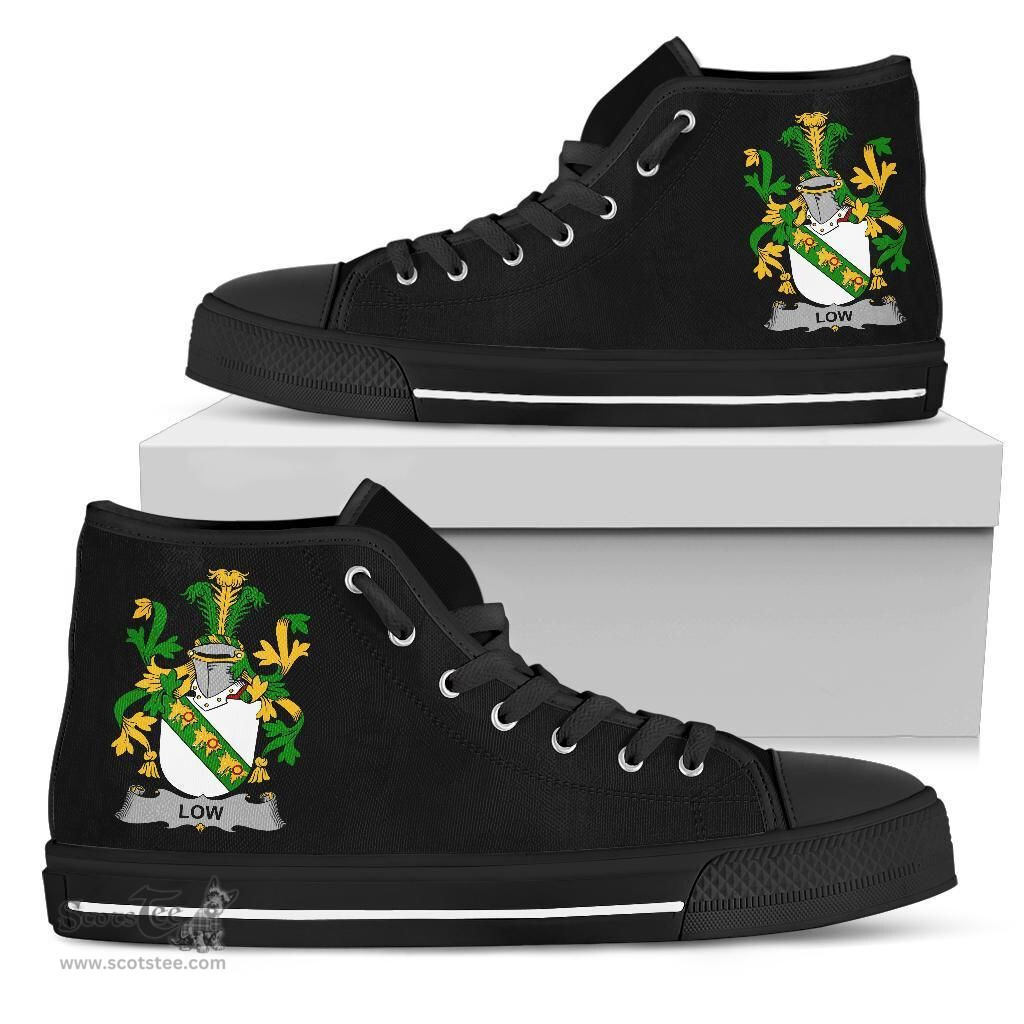 Irish Low Coat of Arms Family Crest Ireland High Top Shoes (Women's/Men's) Black/ White Irish Shoes